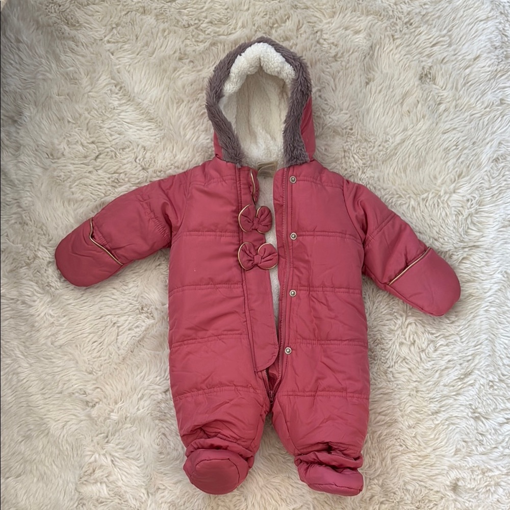 Cozy Pink 0-3 Month One Piece Snowsuit
